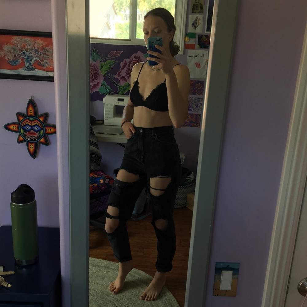 Urban Outfitters distressed high rise mom jeans